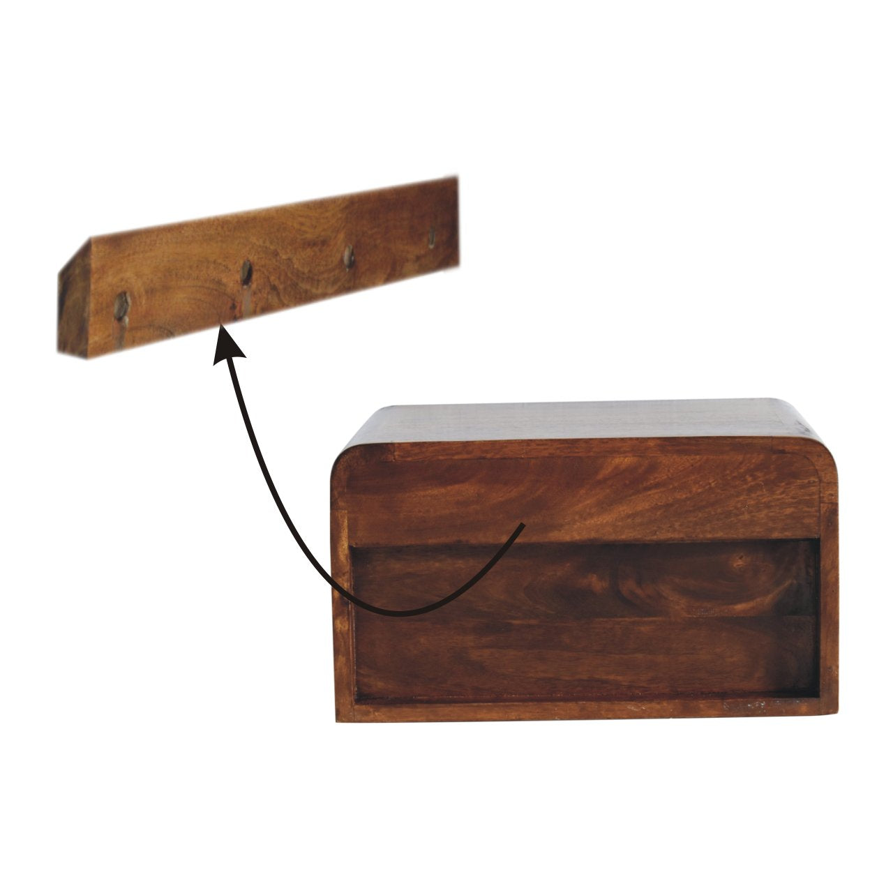 Chunky Chestnut 1 Drawer Wall Mounted Nightstand - 1 Drawer and Shelf
