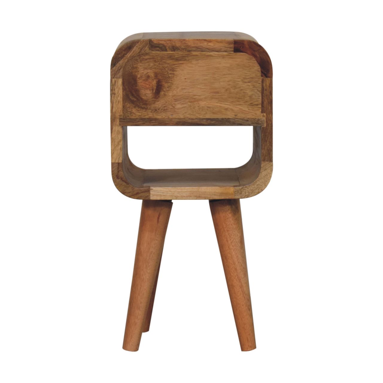 Extra Mini Oak-ish Curve Lower Bedside - 1 Drawer & Shelf