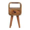 Extra Mini Oakish Curve Open Slot Bedside With Drawer And Shelf