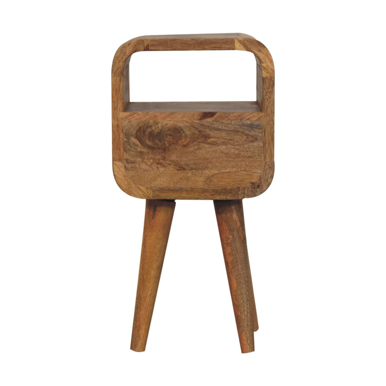Extra Mini Oakish Curve Open Slot Bedside With Drawer And Shelf
