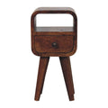 Extra Mini Chestnut Curve Open Slot Bedside With Drawer And Shelf