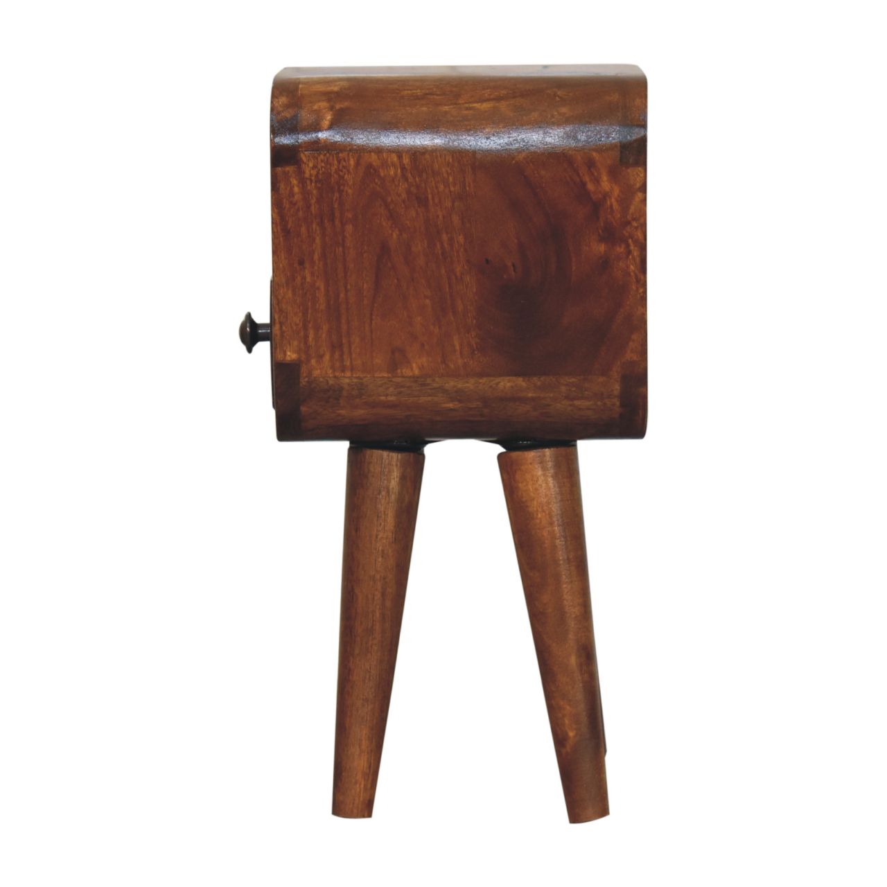 Extra Mini Chestnut Curve Open Slot Bedside With Drawer And Shelf
