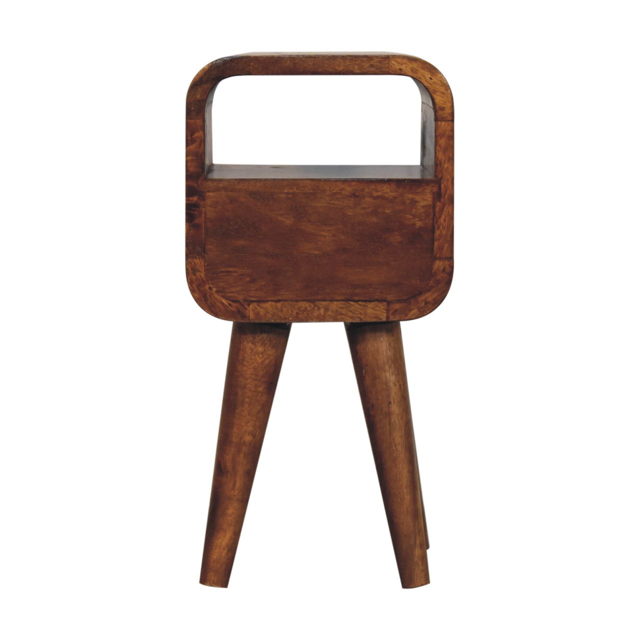 Extra Mini Chestnut Curve Open Slot Bedside With Drawer And Shelf