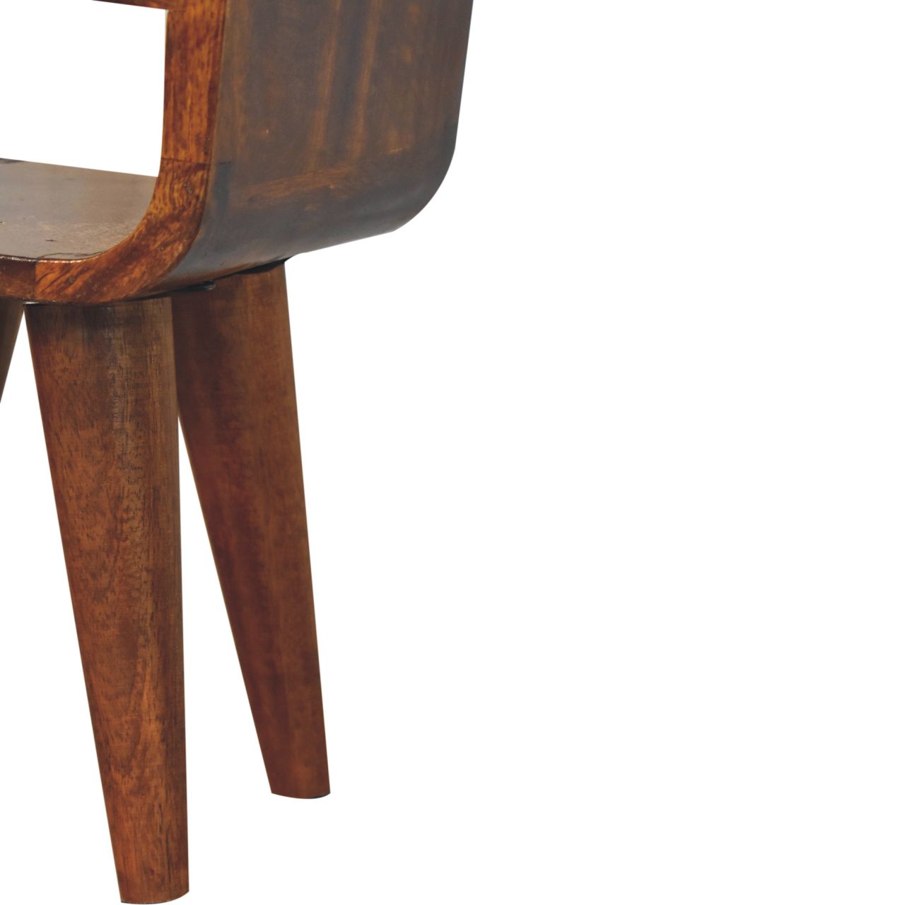 Extra Mini Chestnut Curve Lower Bedside - With Drawer And Shelf