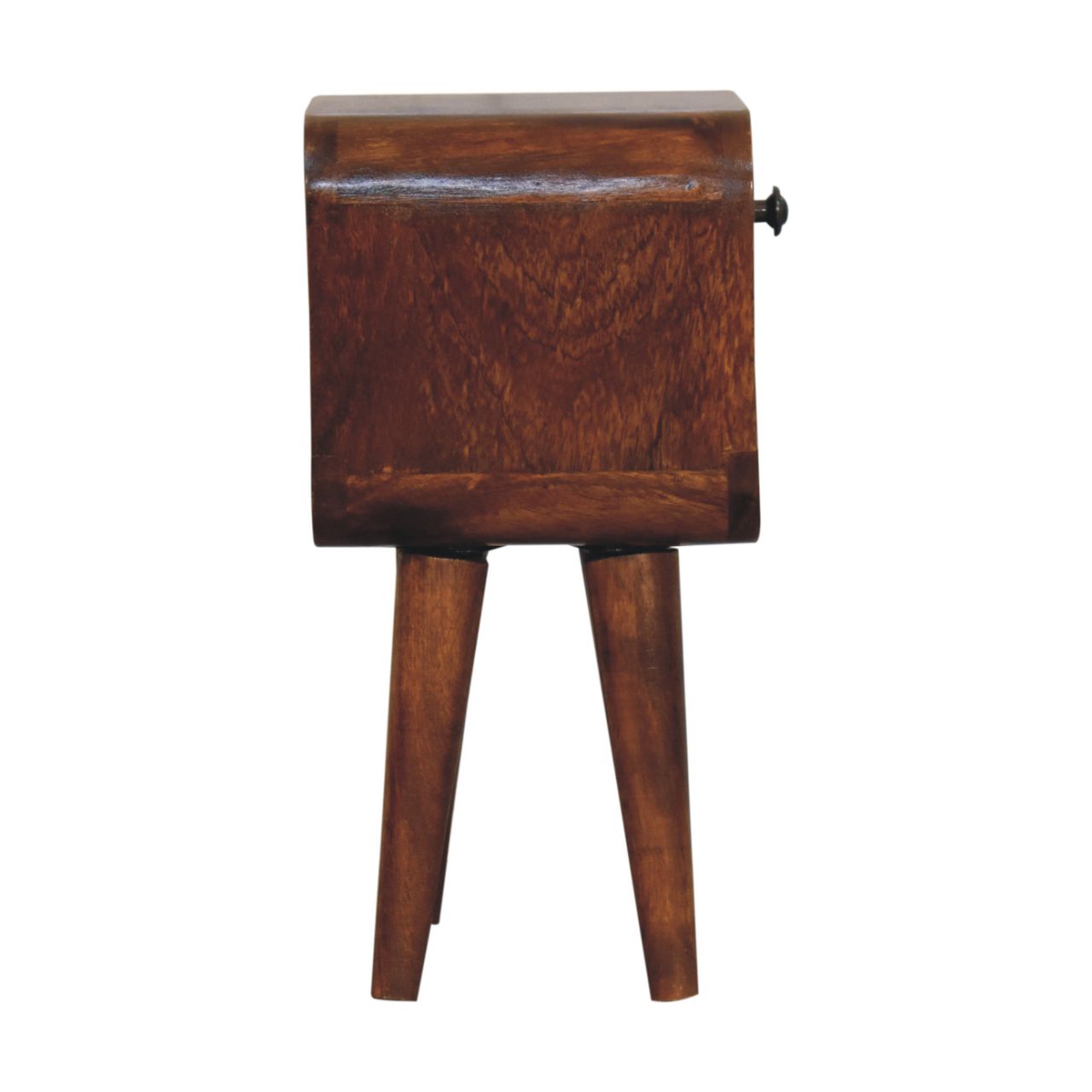 Extra Mini Chestnut Curve Lower Bedside - With Drawer And Shelf