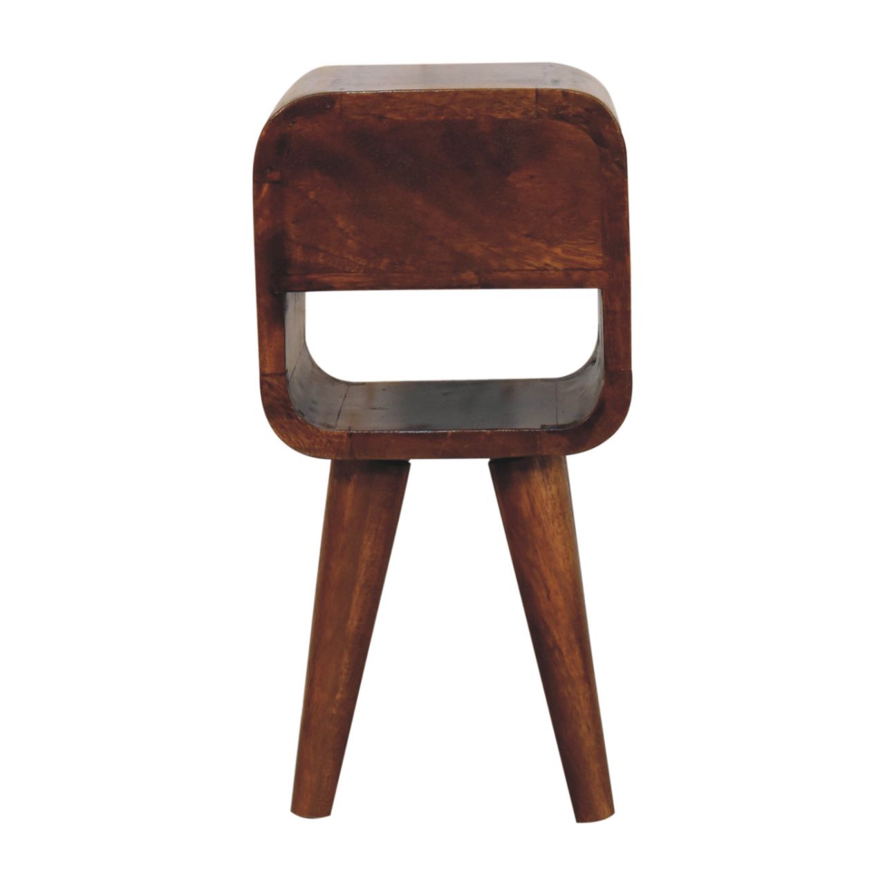 Extra Mini Chestnut Curve Lower Bedside - With Drawer And Shelf