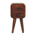 Extra Mini Curved Chestnut Bedside With 2 Drawers - Retro Style