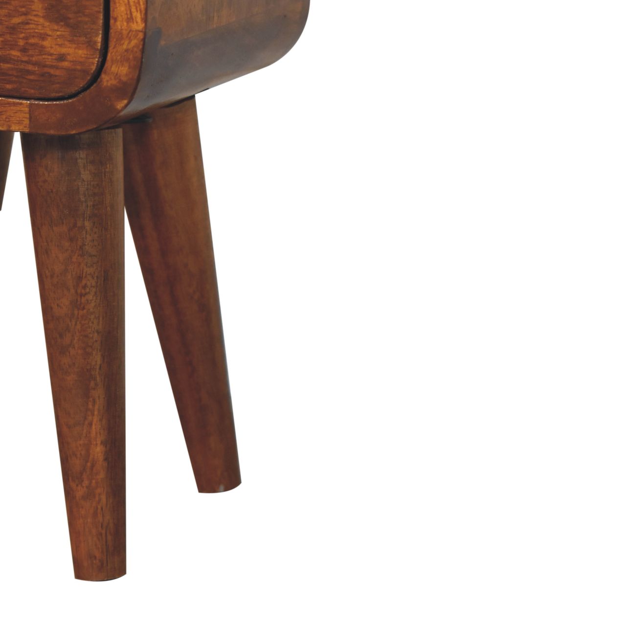 Extra Mini Curved Chestnut Bedside With 2 Drawers - Retro Style