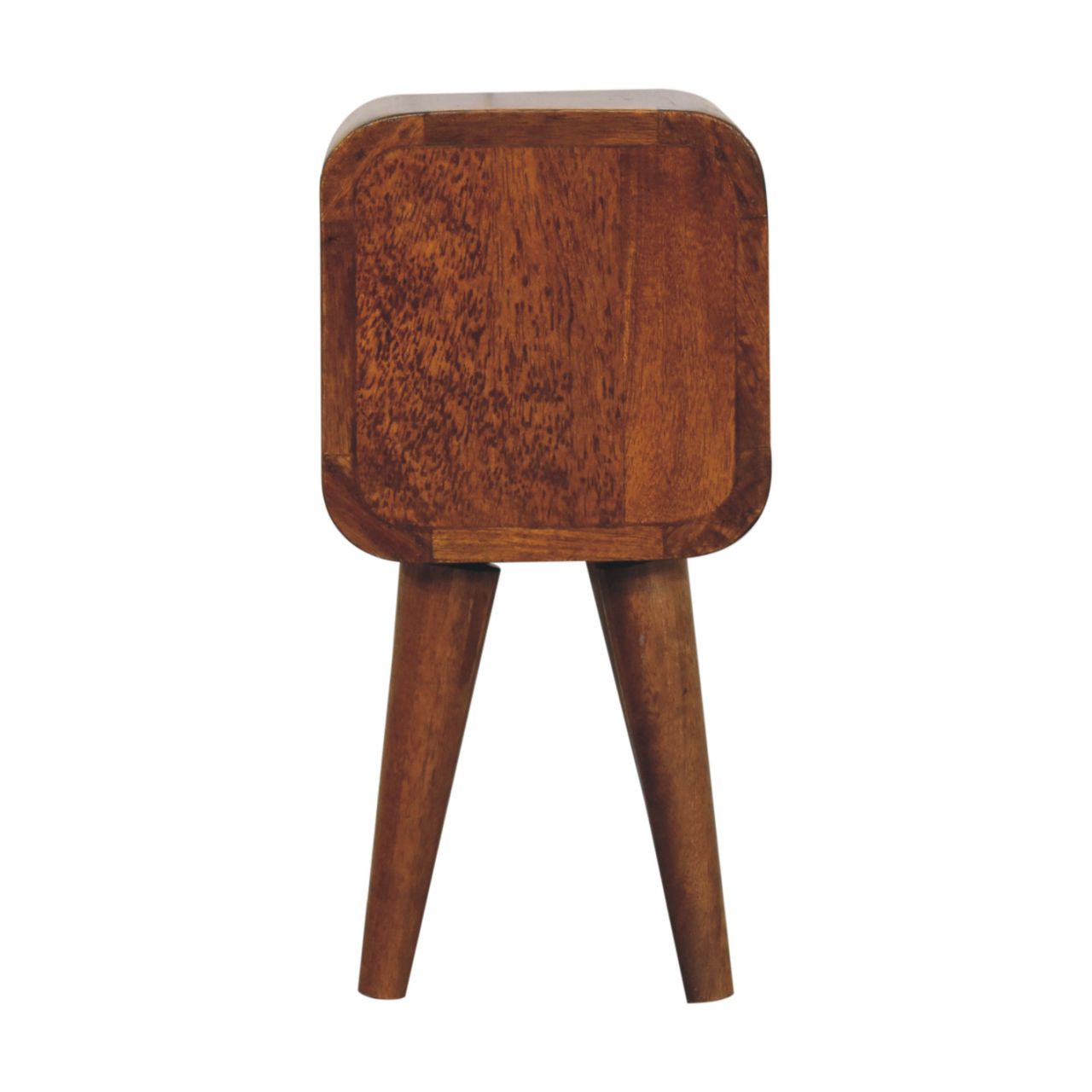 Extra Mini Curved Chestnut Bedside With 2 Drawers - Retro Style