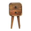 Extra Mini Curved Oak-ish Bedside with 2 drawers - Retro Style