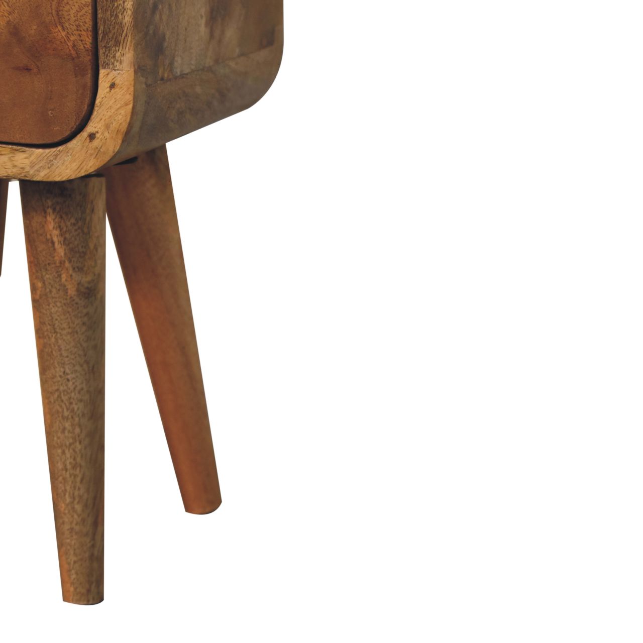 Extra Mini Curved Oak-ish Bedside with 2 drawers - Retro Style