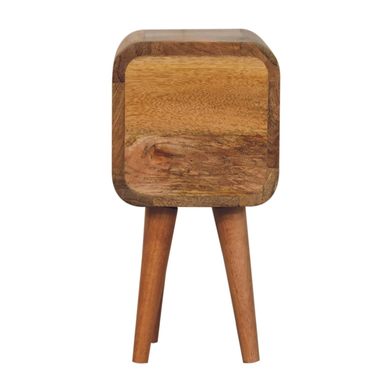 Extra Mini Curved Oak-ish Bedside with 2 drawers - Retro Style
