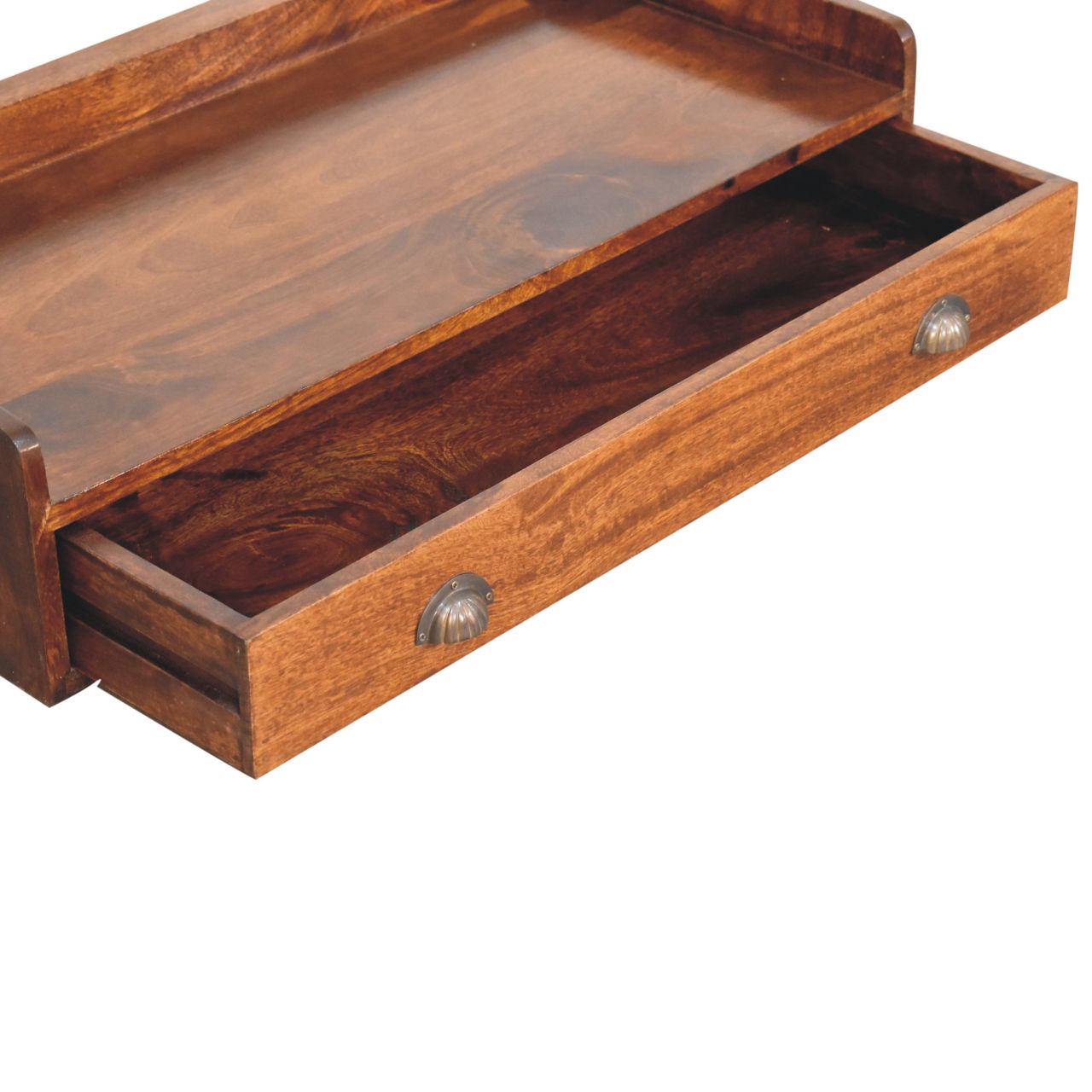 Belmont Wall-Mounted Console with Drawer - Shell Handle - Classic Solid Wood Console