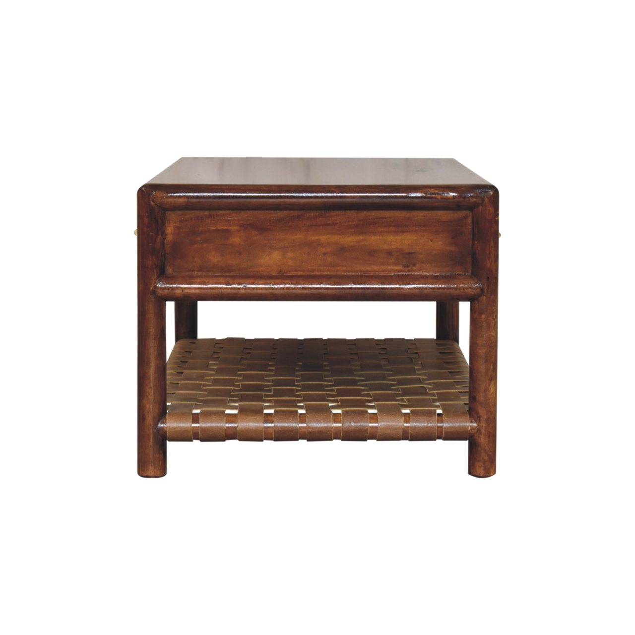 Regency Woven Coffee Table with 4 Drawers - Solid Wood And Real Leather