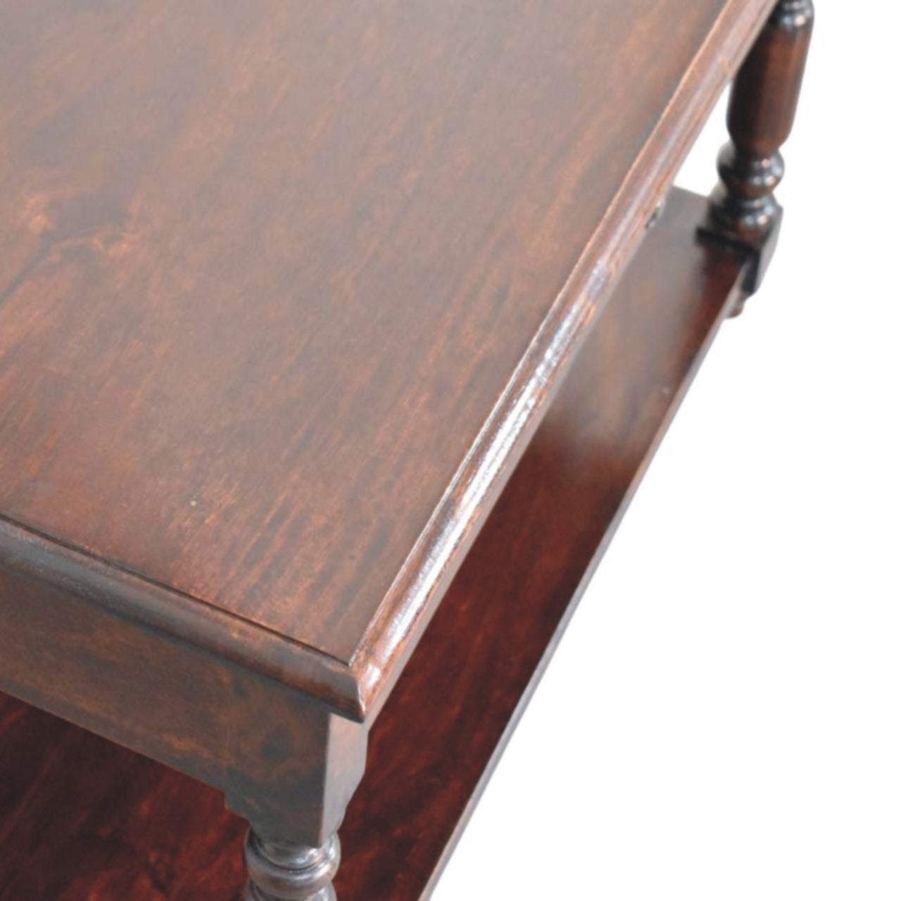 Turned Legs Chestnut 2 Drawer Coffee Table - Solid Wood Table with Drawers & Shelf (Copy)