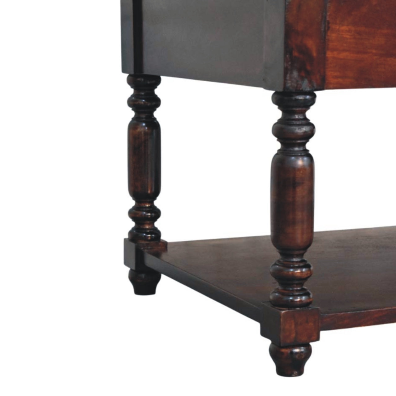Turned Legs Chestnut 2 Drawer Coffee Table - Solid Wood Table with Drawers & Shelf (Copy)
