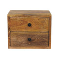 Solis 2-Drawer Oak-ish Wall Mounted Nightstand - Solid Wood Floating Bedside Table