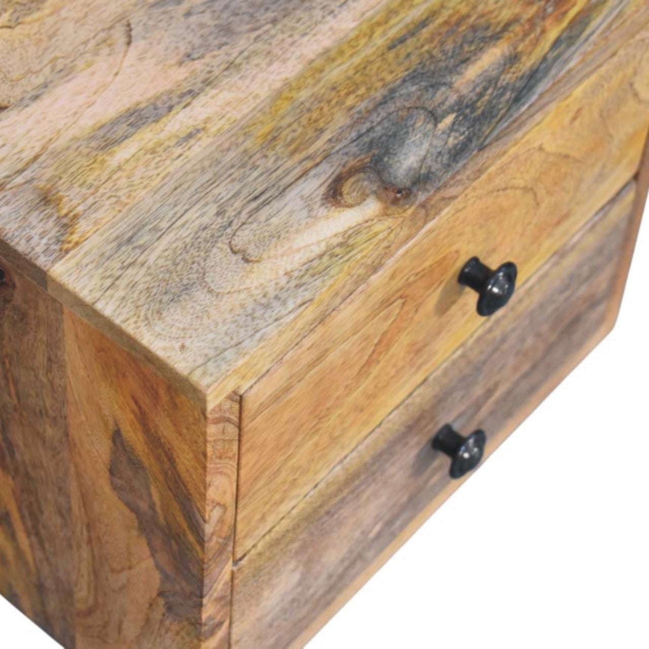 Solis 2-Drawer Oak-ish Wall Mounted Nightstand - Solid Wood Floating Bedside Table