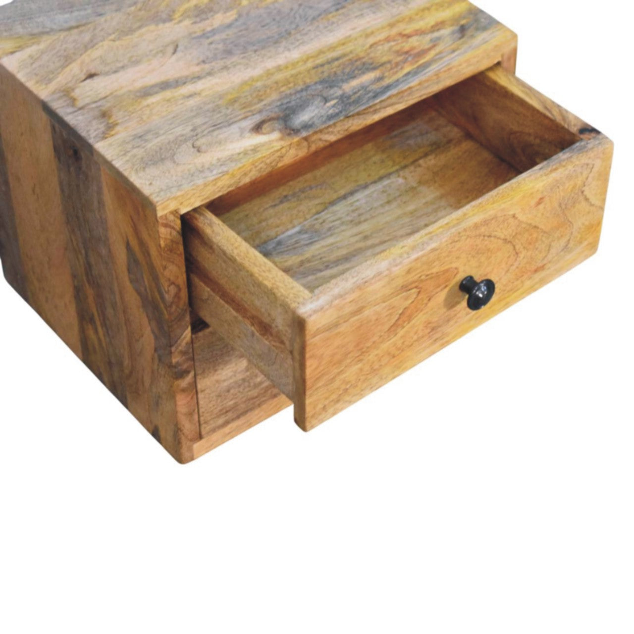 Solis 2-Drawer Oak-ish Wall Mounted Nightstand - Solid Wood Floating Bedside Table