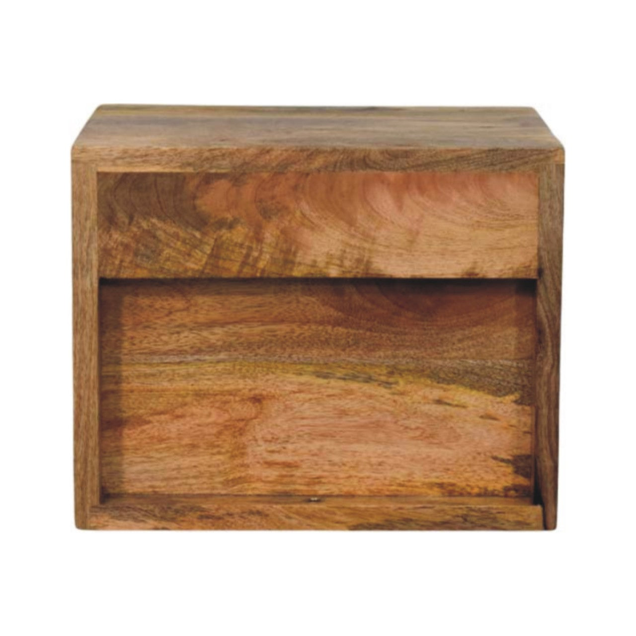 Solis 2-Drawer Oak-ish Wall Mounted Nightstand - Solid Wood Floating Bedside Table