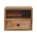 Solis 1-Drawer Oak-ish Wall Mounted Nightstand - Solid Mango Wood Floating Bedside Table