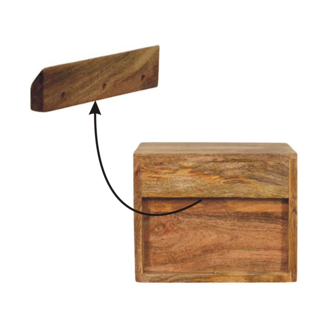 Solis 1-Drawer Oak-ish Wall Mounted Nightstand - Solid Mango Wood Floating Bedside Table