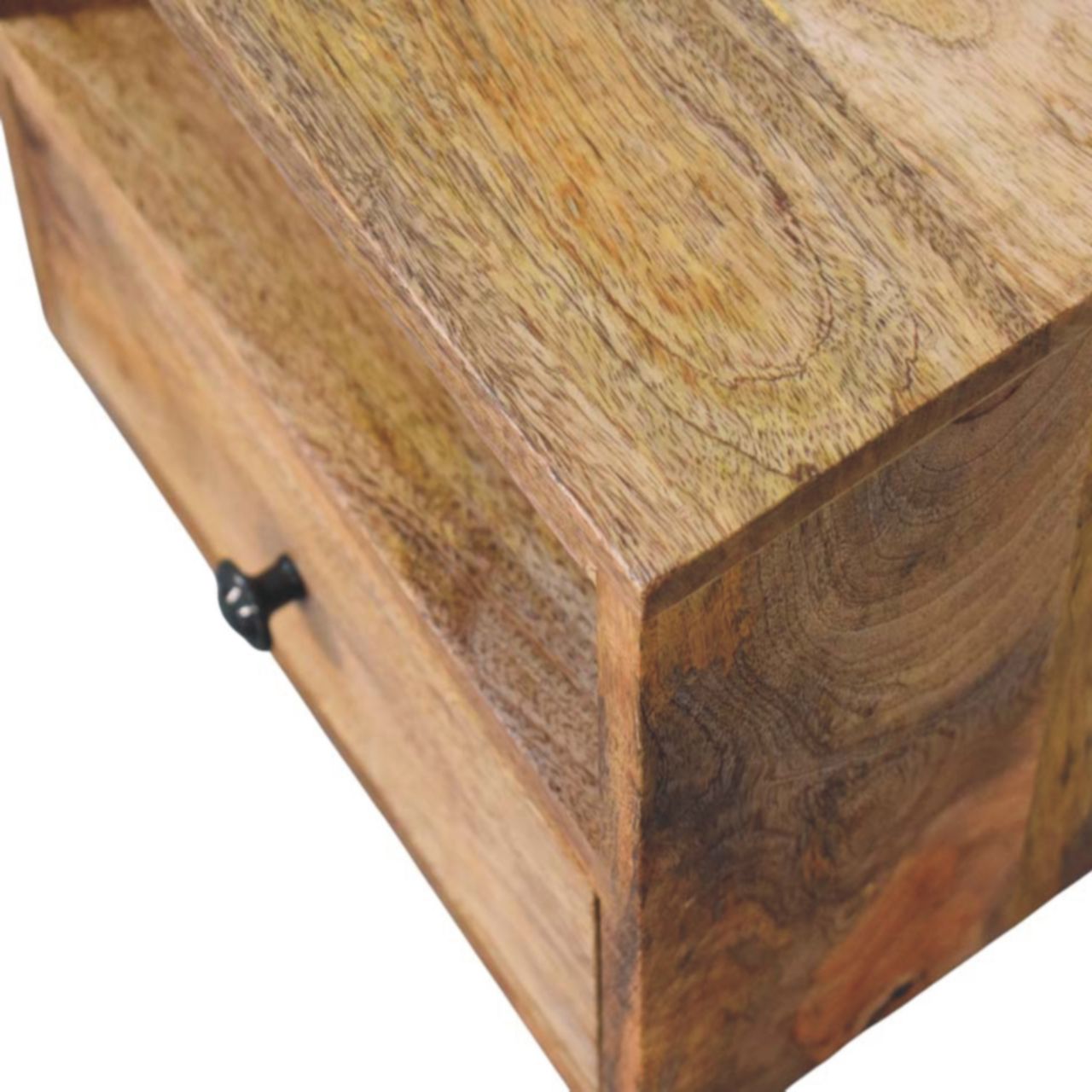 Solis 1-Drawer Oak-ish Wall Mounted Nightstand - Solid Mango Wood Floating Bedside Table