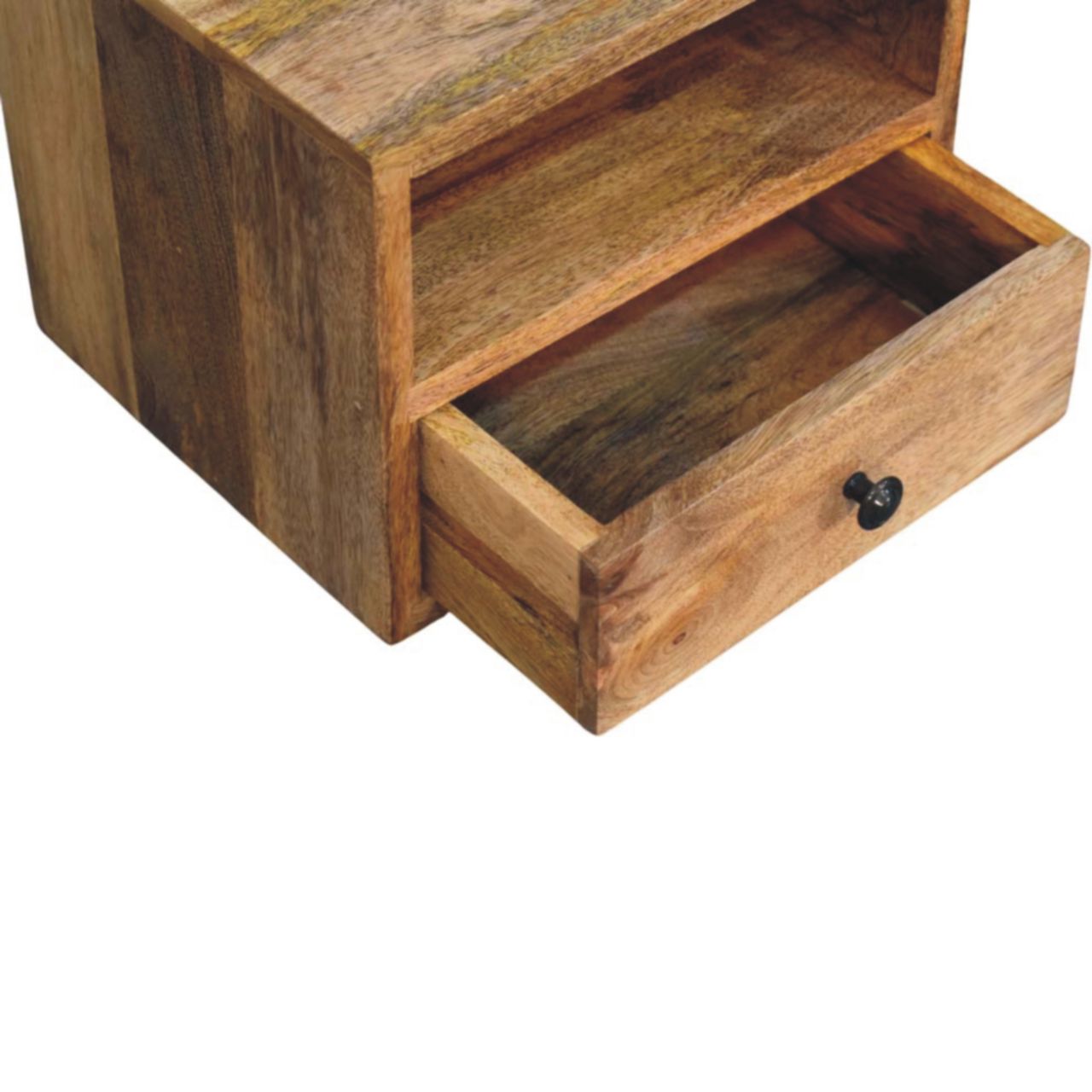 Solis 1-Drawer Oak-ish Wall Mounted Nightstand - Solid Mango Wood Floating Bedside Table