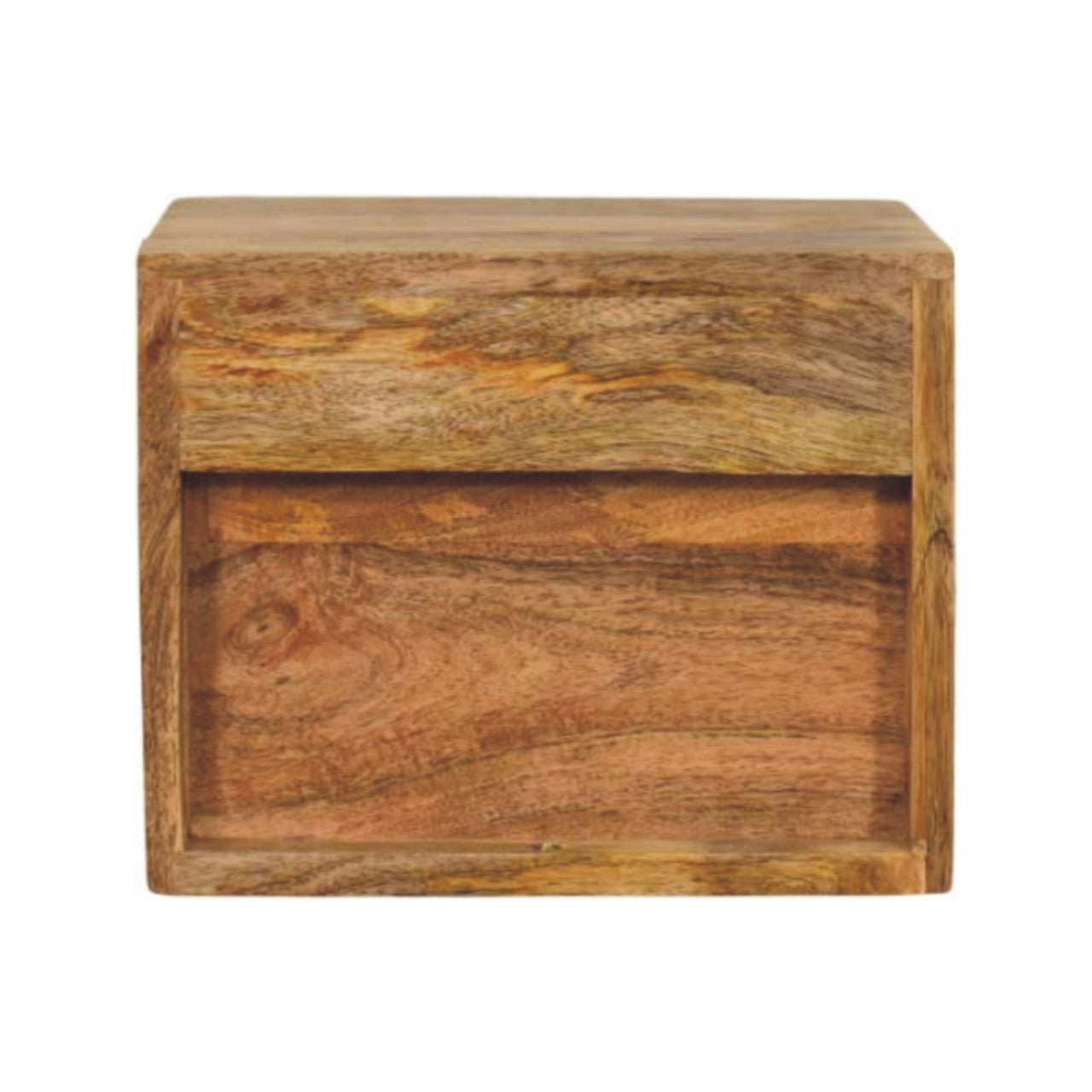 Solis 1-Drawer Oak-ish Wall Mounted Nightstand - Solid Mango Wood Floating Bedside Table