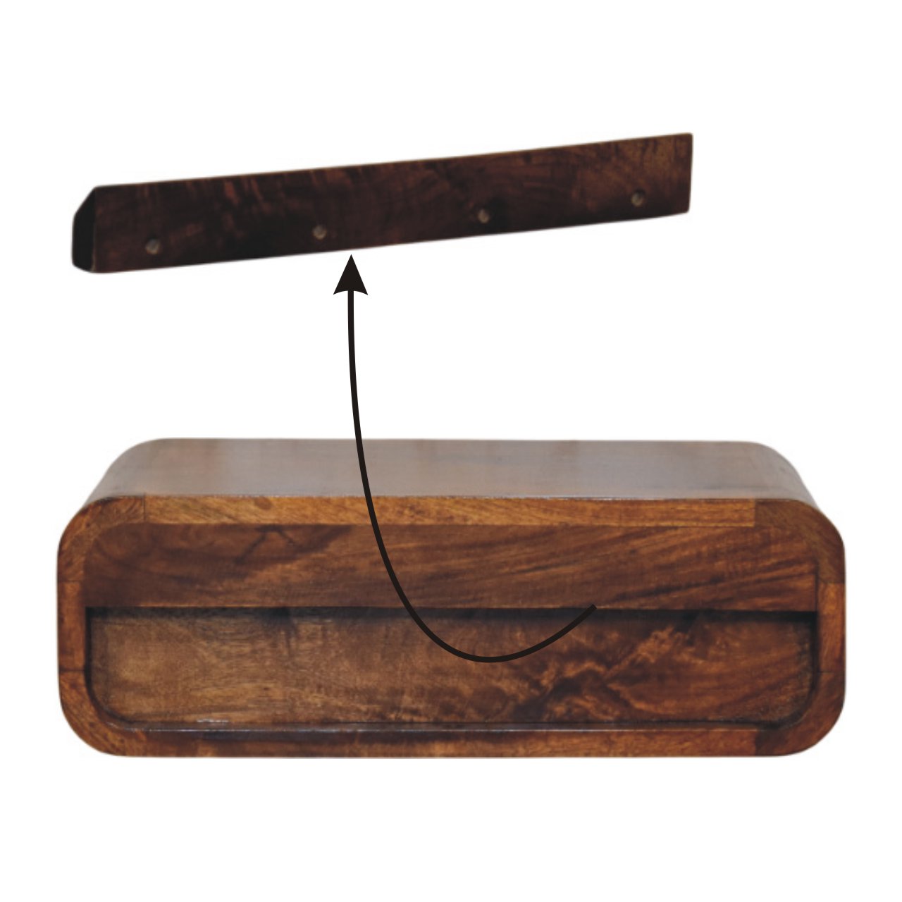 Avora Wall-Mounted Chestnut 1 Drawer Nightstand - Solid Mango Wood Floating Bedside Table