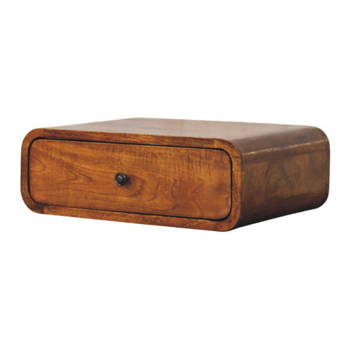 Avora Wall-Mounted Chestnut 1 Drawer Nightstand - Solid Mango Wood Floating Bedside Table