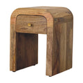 Mini Darcy Oak-ish Nightstand with Curved Edges - Handcrafted Solid Mango Wood Bedside Table