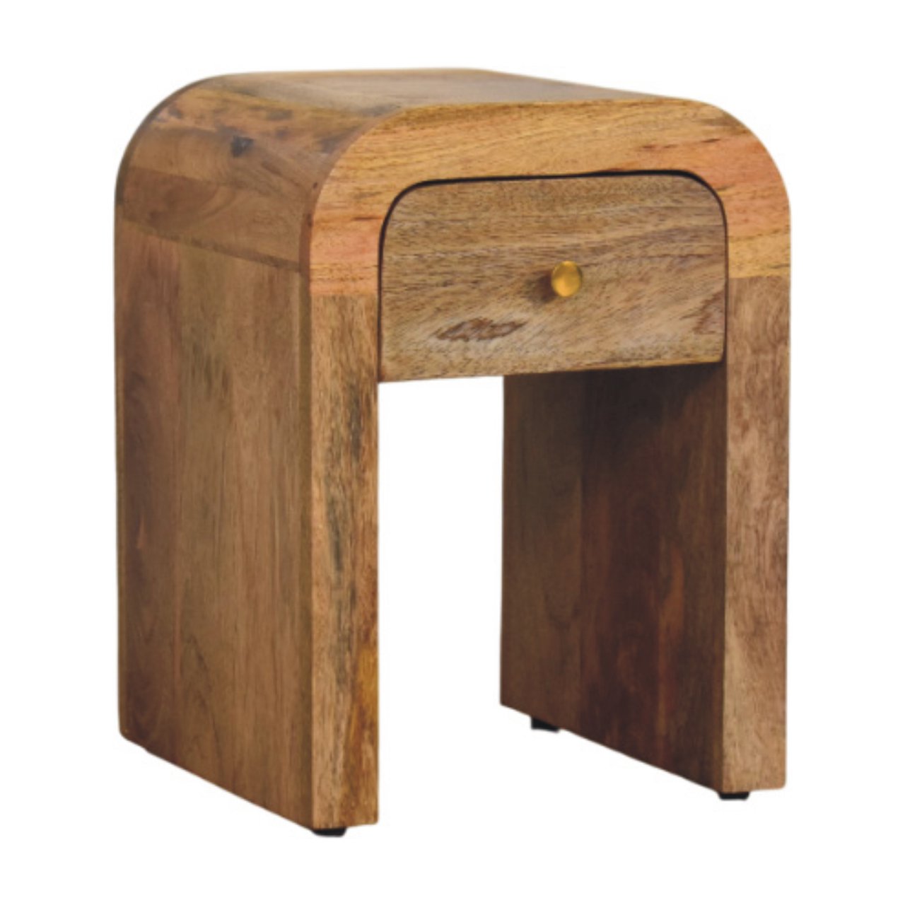 Mini Darcy Oak-ish Nightstand with Curved Edges - Handcrafted Solid Mango Wood Bedside Table