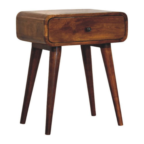 Avora Chestnut Nightstand with 1 drawer - Handcrafted Mid-Century Nightstand