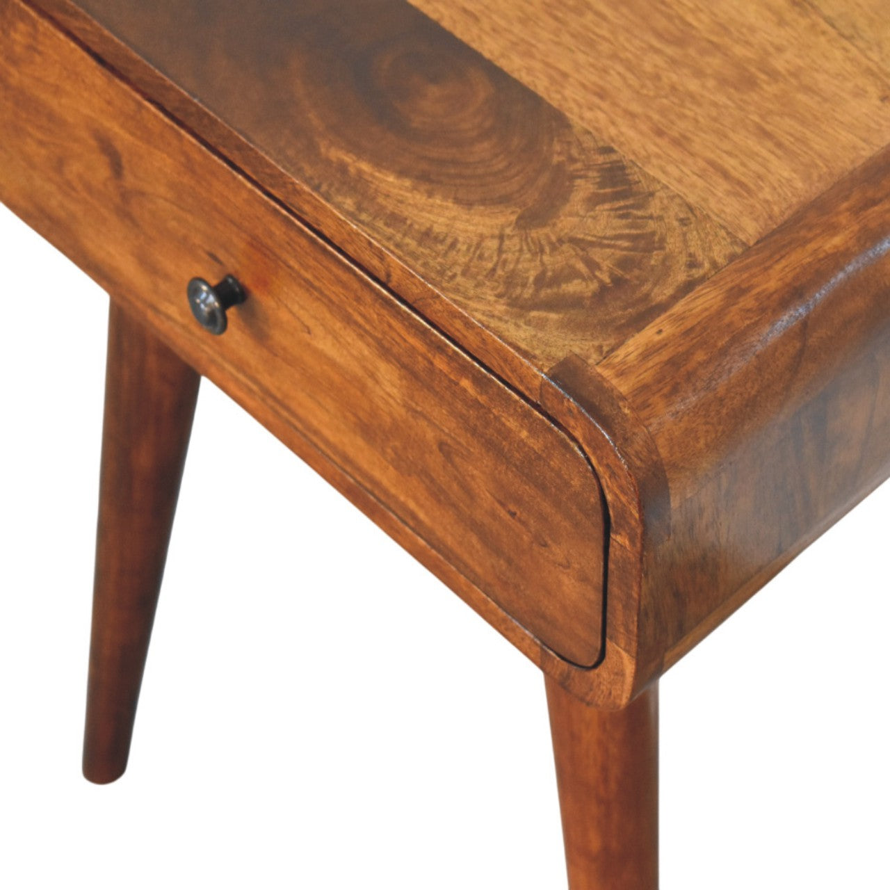 Avora Chestnut Nightstand with 1 drawer - Handcrafted Mid-Century Nightstand