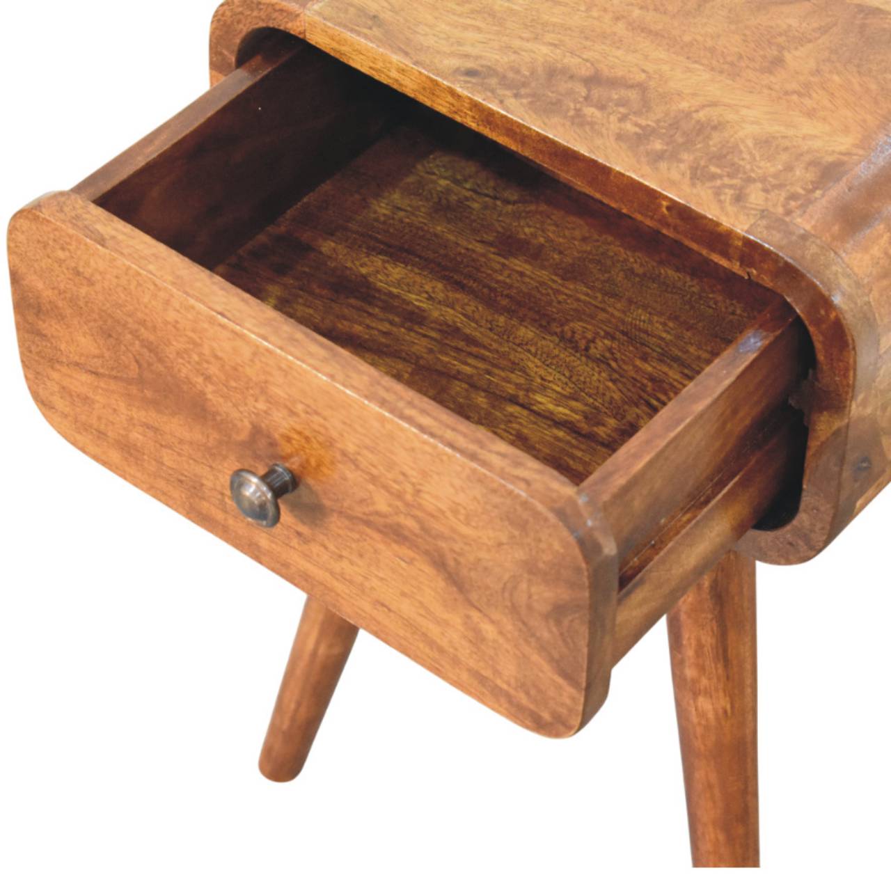 Avora Mini Chestnut Nightstand with 1 drawer - Handcrafted Mid-Century Nightstand