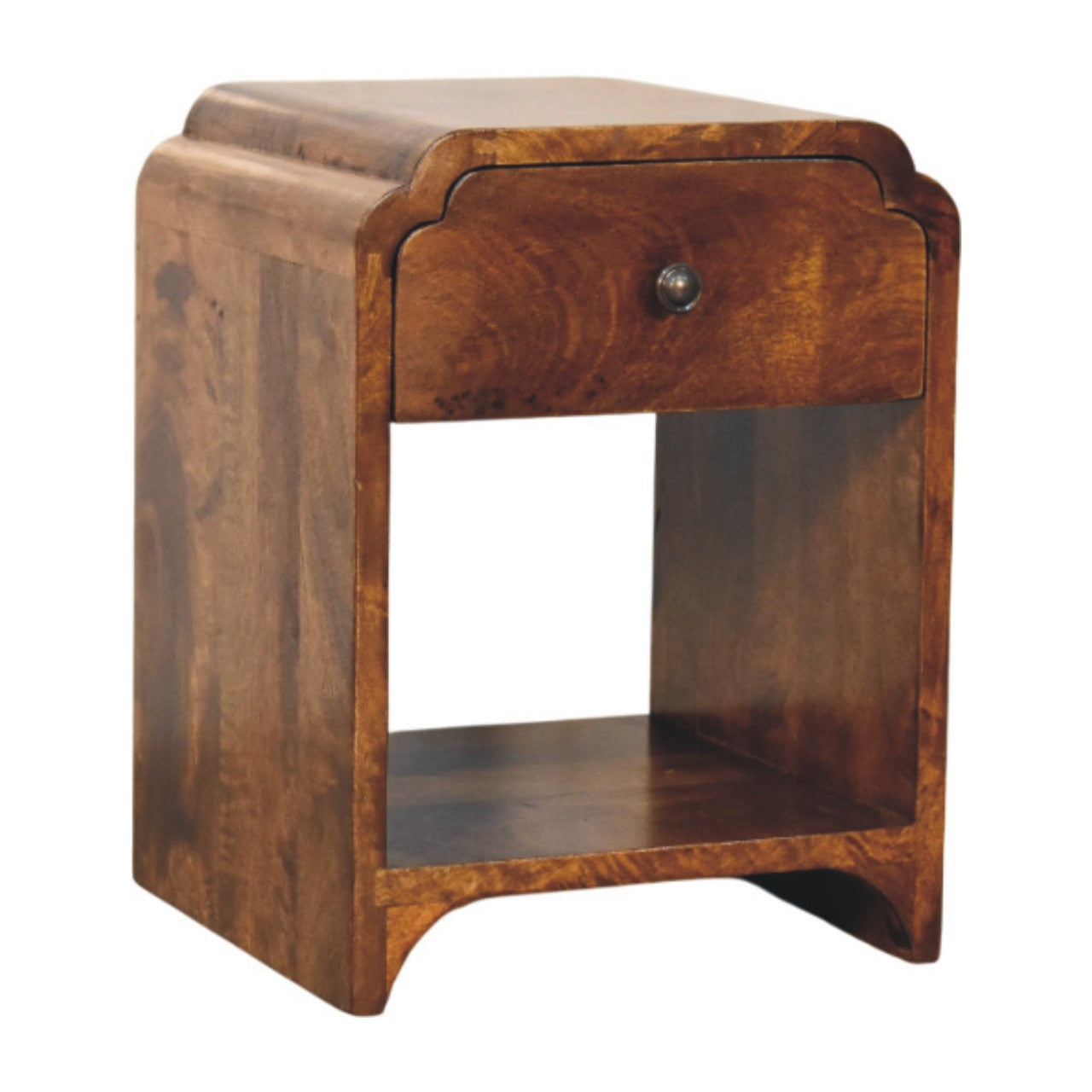 Newton Mini Chestnut Nightstand with a drawer and open shelf - Handmade Solid Wood Bedside