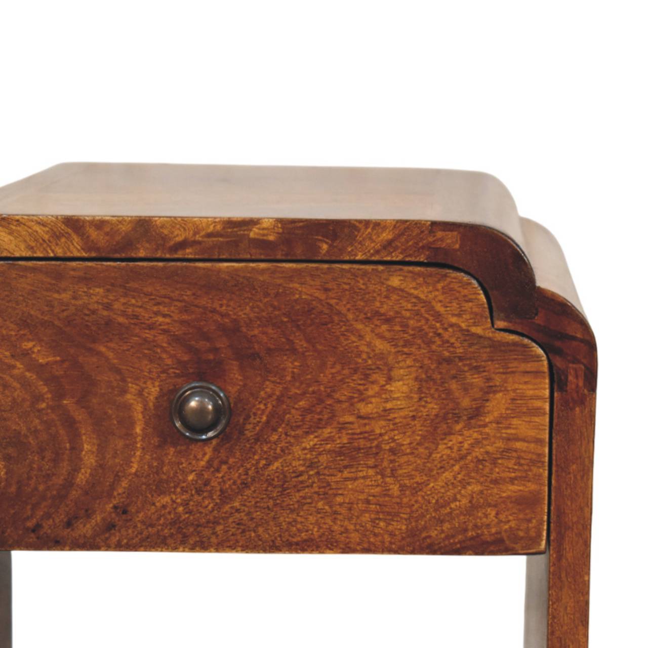 Newton Mini Chestnut Nightstand with a drawer and open shelf - Handmade Solid Wood Bedside