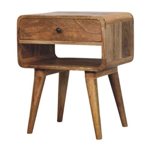 Avora Oak-ish Nightstand with Drawer and open slot - Handcrafted Nightstand with Drawer & Shelf