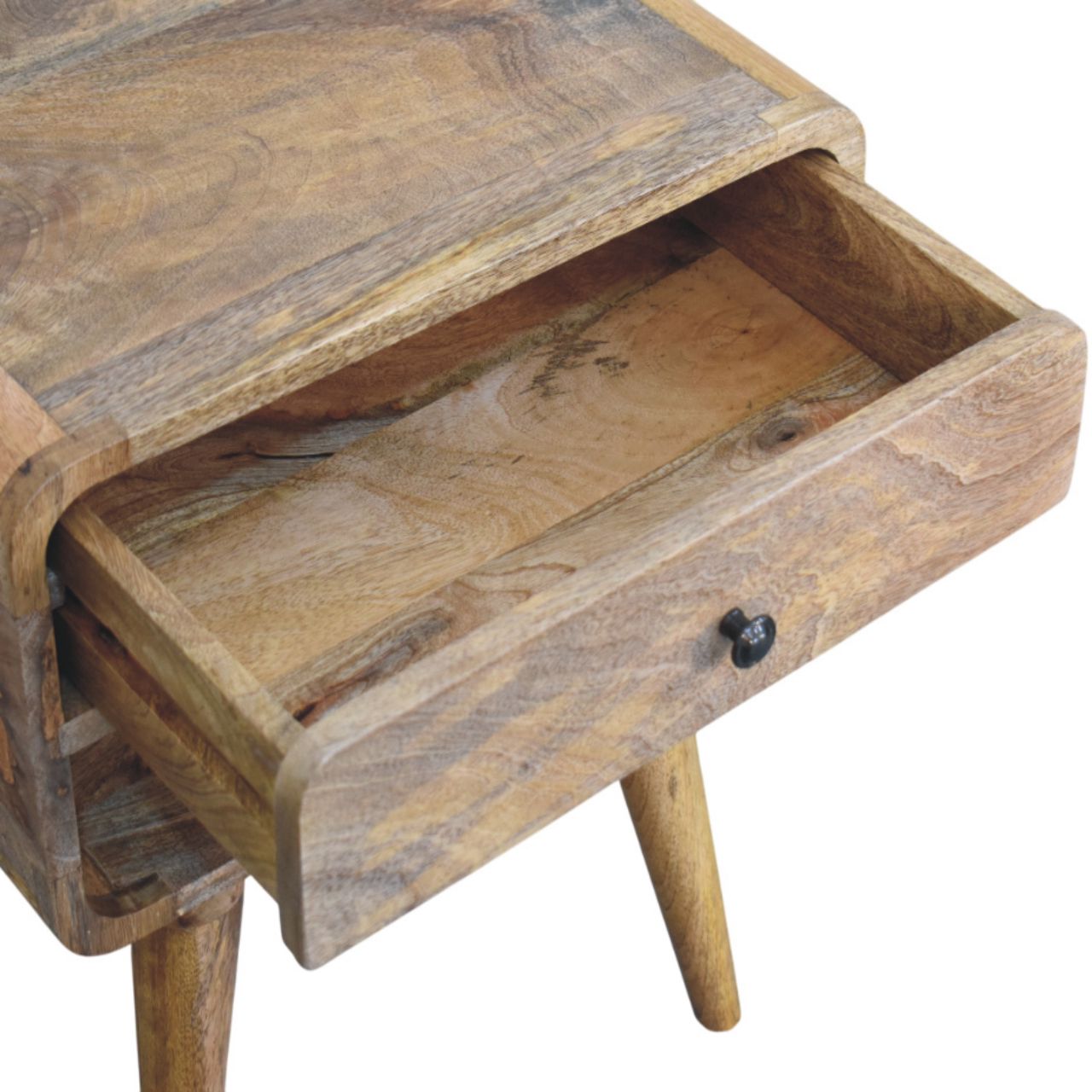 Avora Oak-ish Nightstand with Drawer and open slot - Handcrafted Nightstand with Drawer & Shelf