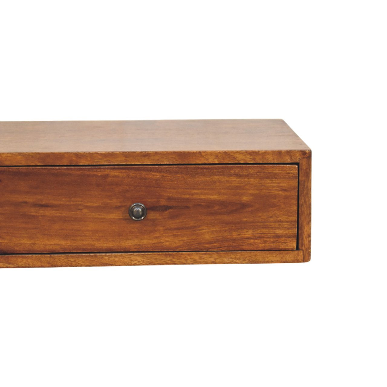 Lunar 2 Drawer Chestnut Wall Mounted Console – Solid Mango Wood Floating Table (88cm)
