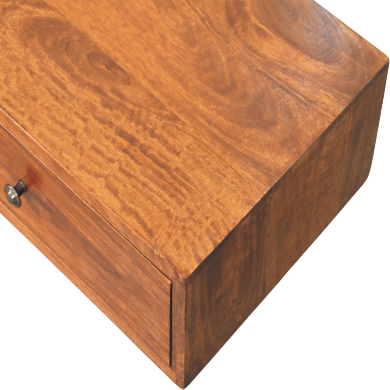 Lunar 2 Drawer Chestnut Wall Mounted Console – Solid Mango Wood Floating Table (88cm)