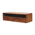 Lunar 2 Drawer Chestnut Wall Mounted Media Unit - Floating TV Stand with Drawers