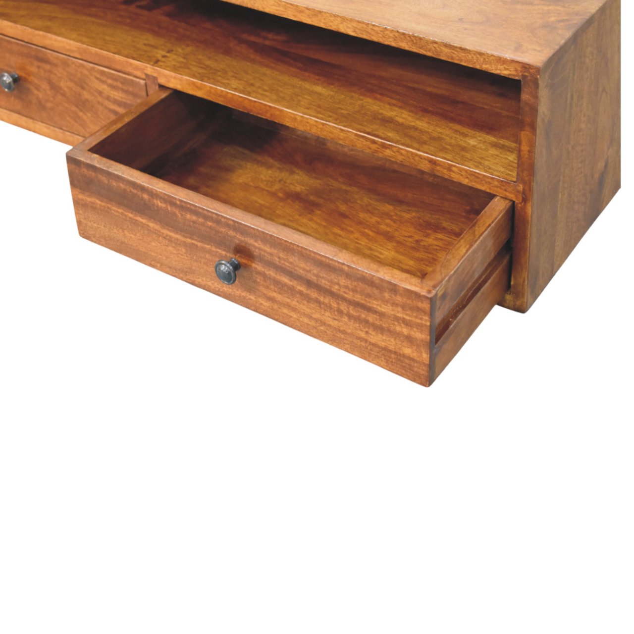 Lunar 2 Drawer Chestnut Wall Mounted Media Unit - Floating TV Stand with Drawers