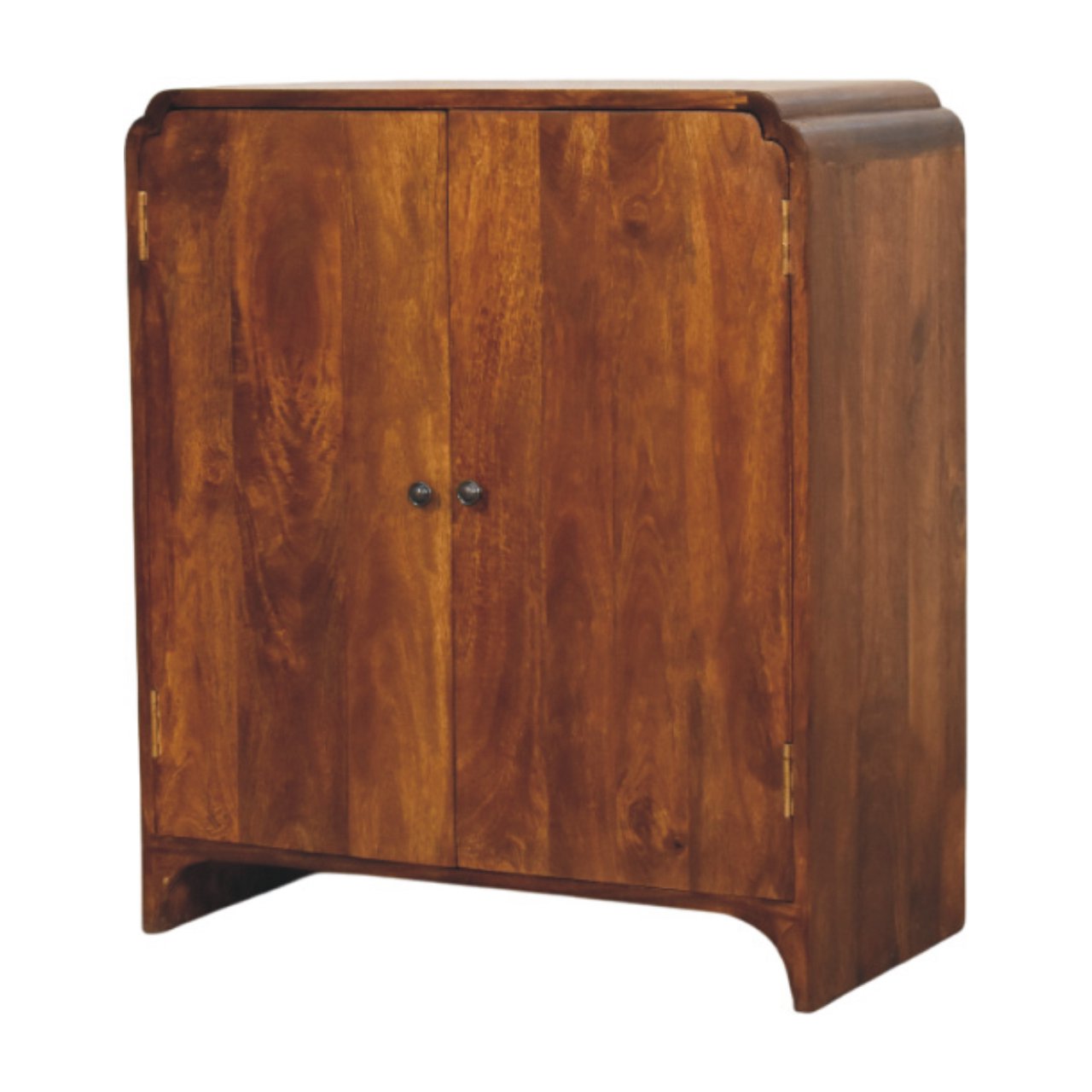 Newton Chestnut Cabinet - Handcrafted Storage with Brass Knobs