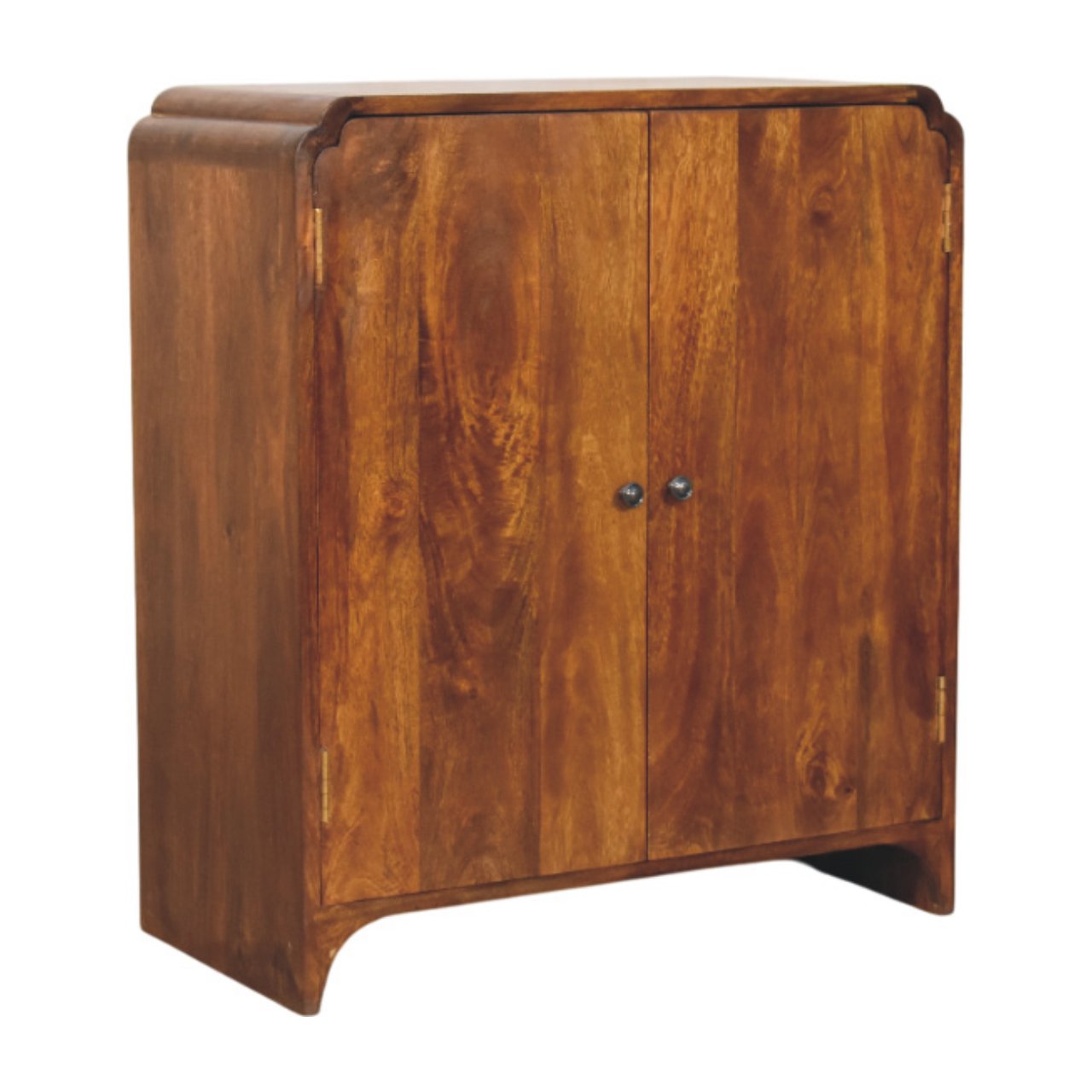 Newton Chestnut Cabinet - Handcrafted Storage with Brass Knobs