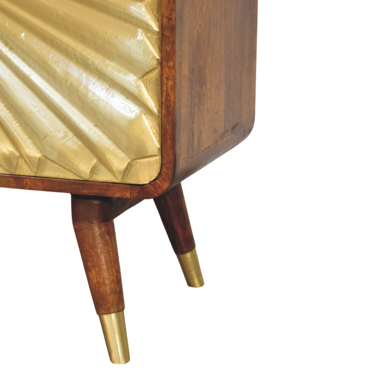 Avora Brass Embossed 2 Door Chestnut Cabinet - Handcrafted Storage with Brass Sunburst Front
