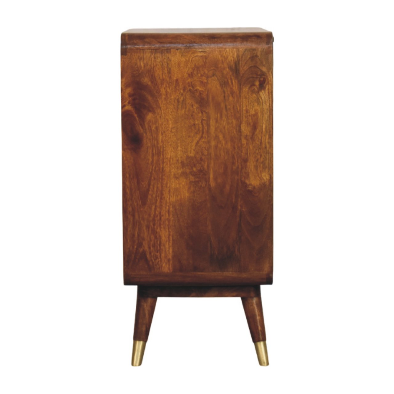 Avora Brass Embossed 2 Door Chestnut Cabinet - Handcrafted Storage with Brass Sunburst Front