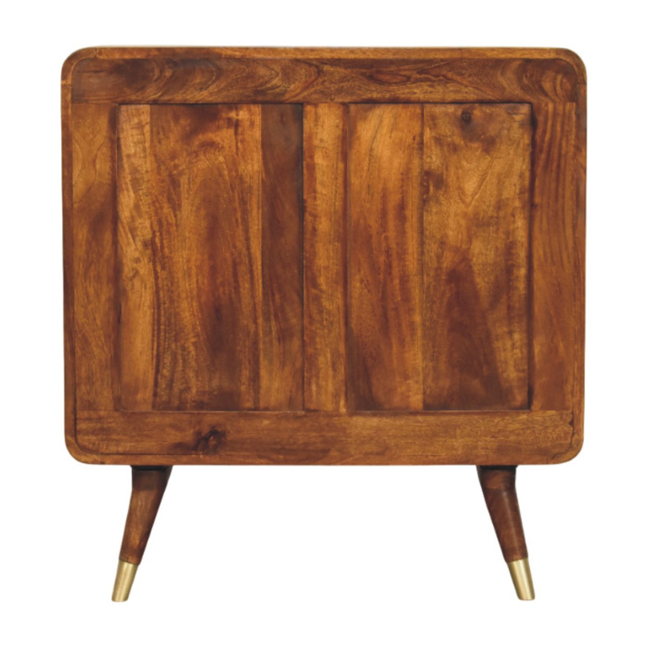 Avora Brass Embossed 2 Door Chestnut Cabinet - Handcrafted Storage with Brass Sunburst Front