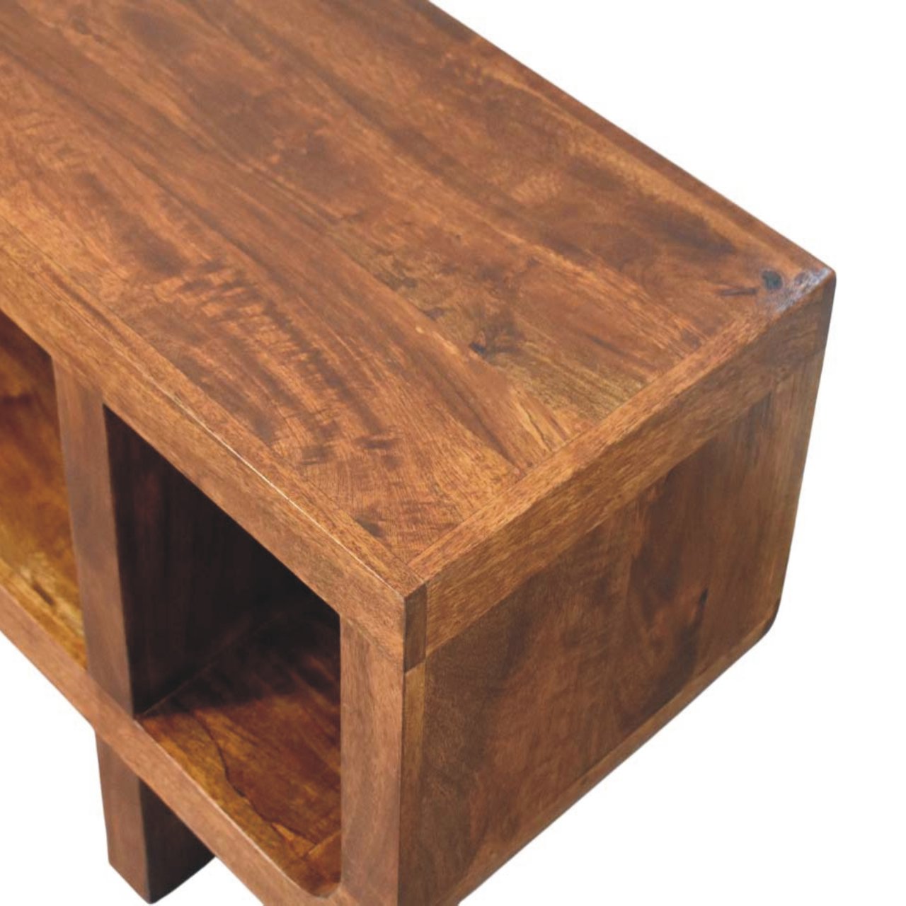 Orion Curved Chestnut Media Unit - Solid Wood TV Stand with Curved Design